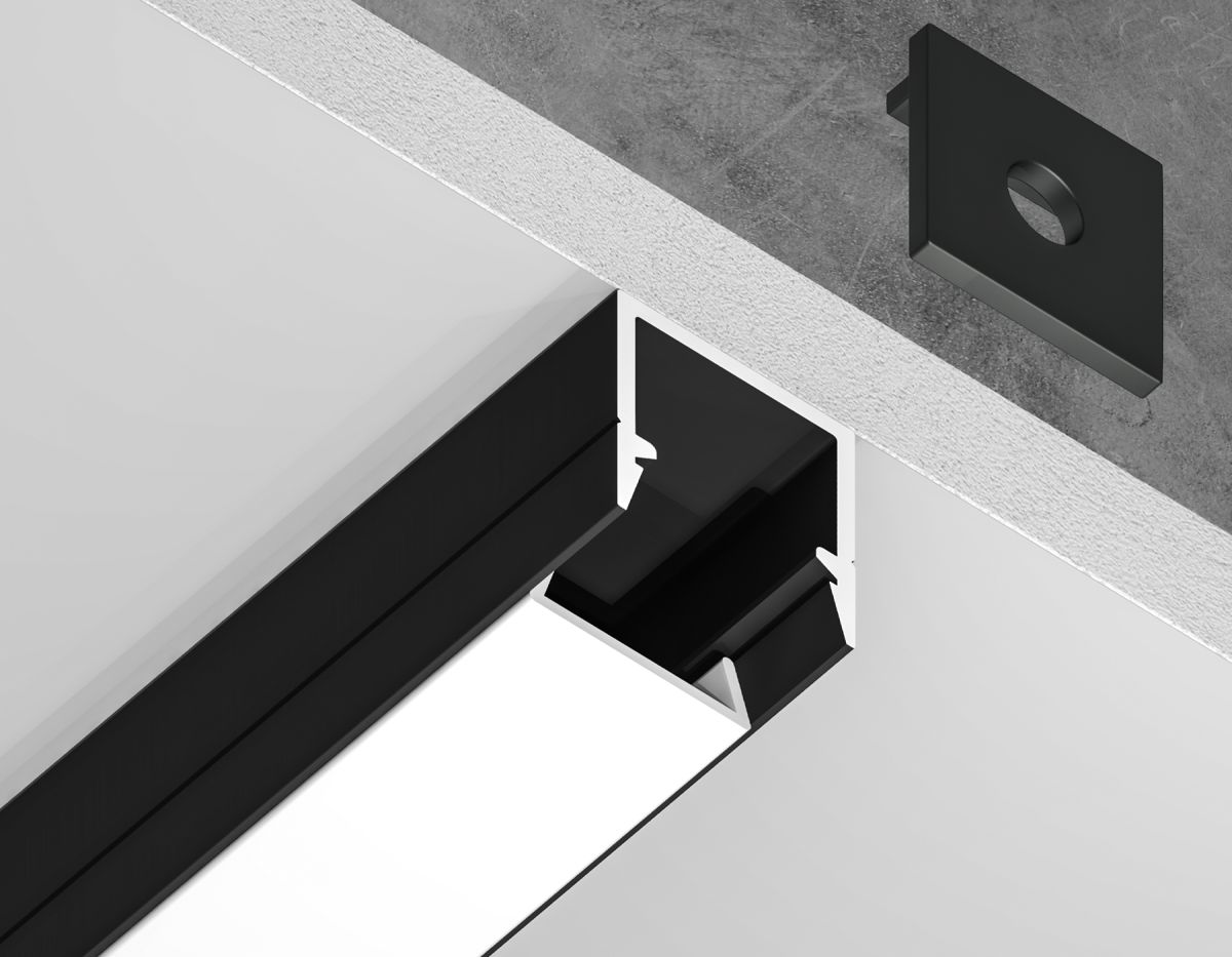 Алюминиевый профиль накладной 10*10 для светодиодной ленты до 8мм Ambrella Light Illumination GP1650BK в #REGION_NAME_DECLINE_PP#