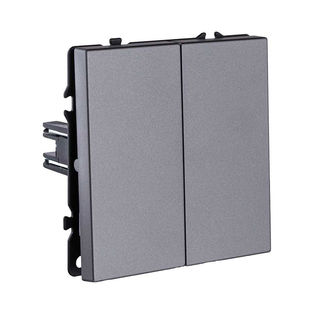 Выключатель кнопочный 2-клавишный 10А/250В, серый Kollinger Eclipse EC-025GY в #REGION_NAME_DECLINE_PP#