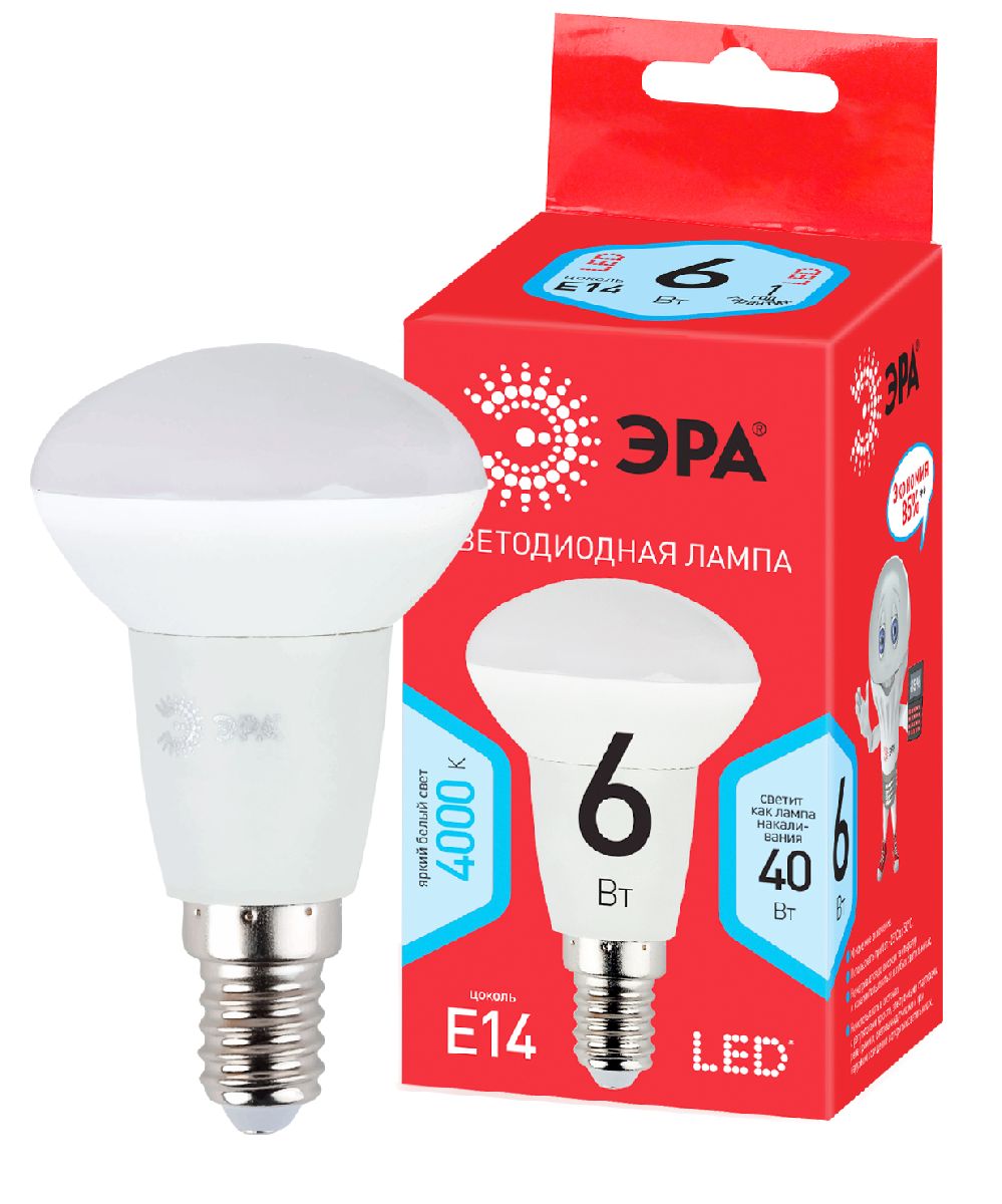 Лампа светодиодная Эра E14 6W 4000K LED R50-6W-840-E14 R Б0050700 в #REGION_NAME_DECLINE_PP#