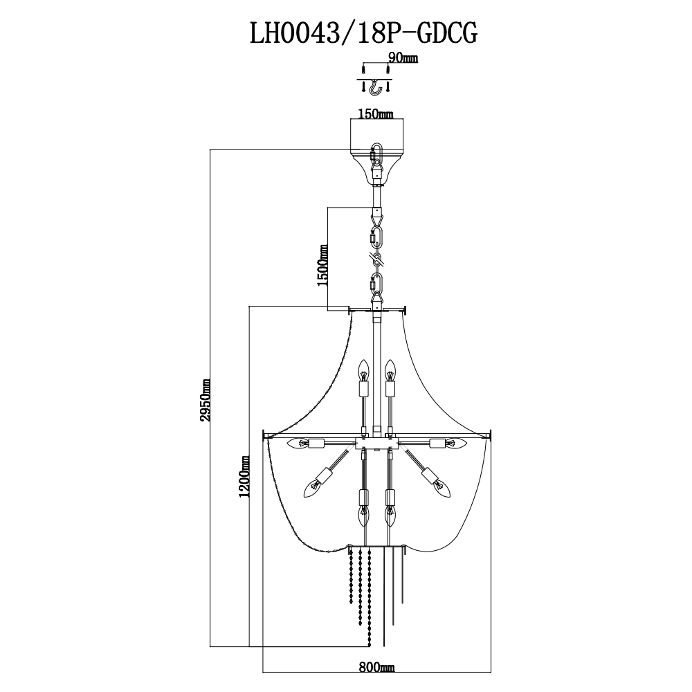 Подвесная люстра Lumien Hall Лиссоне LH0043/18P-GDCG в Санкт-Петербурге