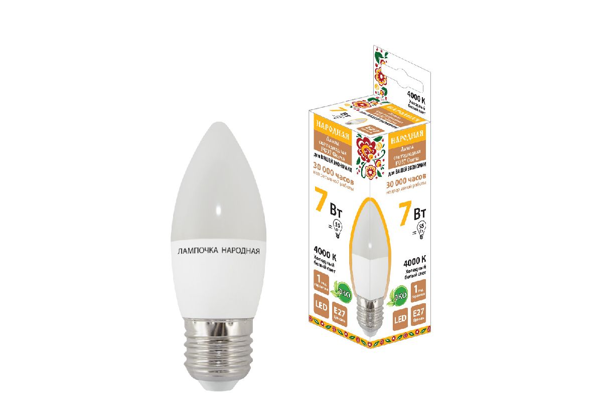 Лампа светодиодная TDM Electric Народная E27 7W 4000K матовая SQ0340-1543 в Санкт-Петербурге