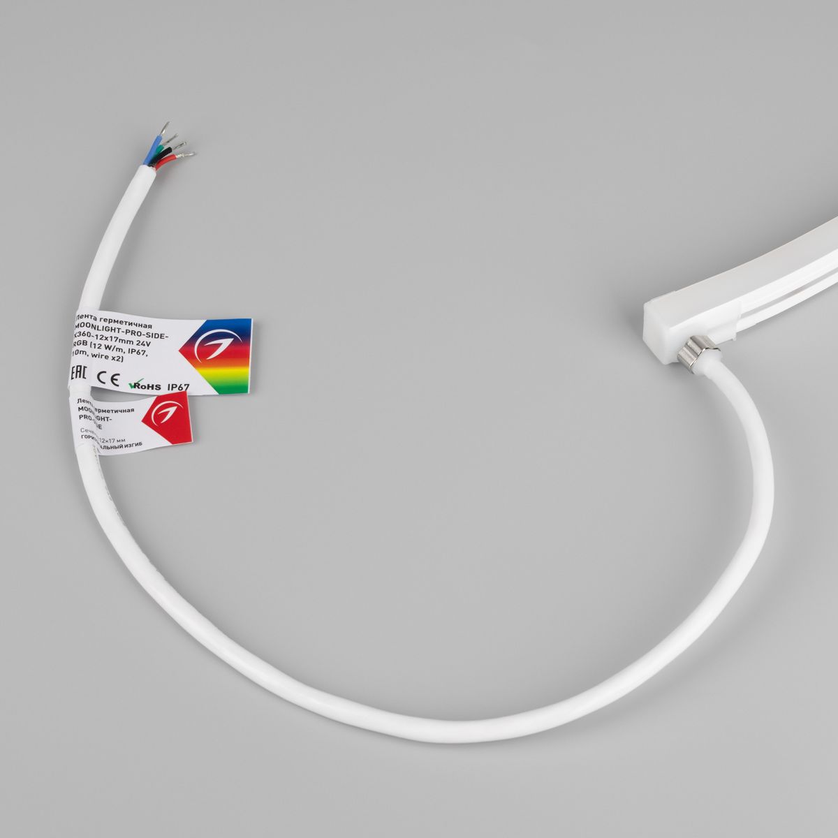 Светодиодная лента герметичная Arlight MOONLIGHT-PRO-SIDE-X360-12x17mm 24V RGB (12 W/m, IP67, 10m, wire x2) (Вывод боковой) 055317 в Санкт-Петербурге
