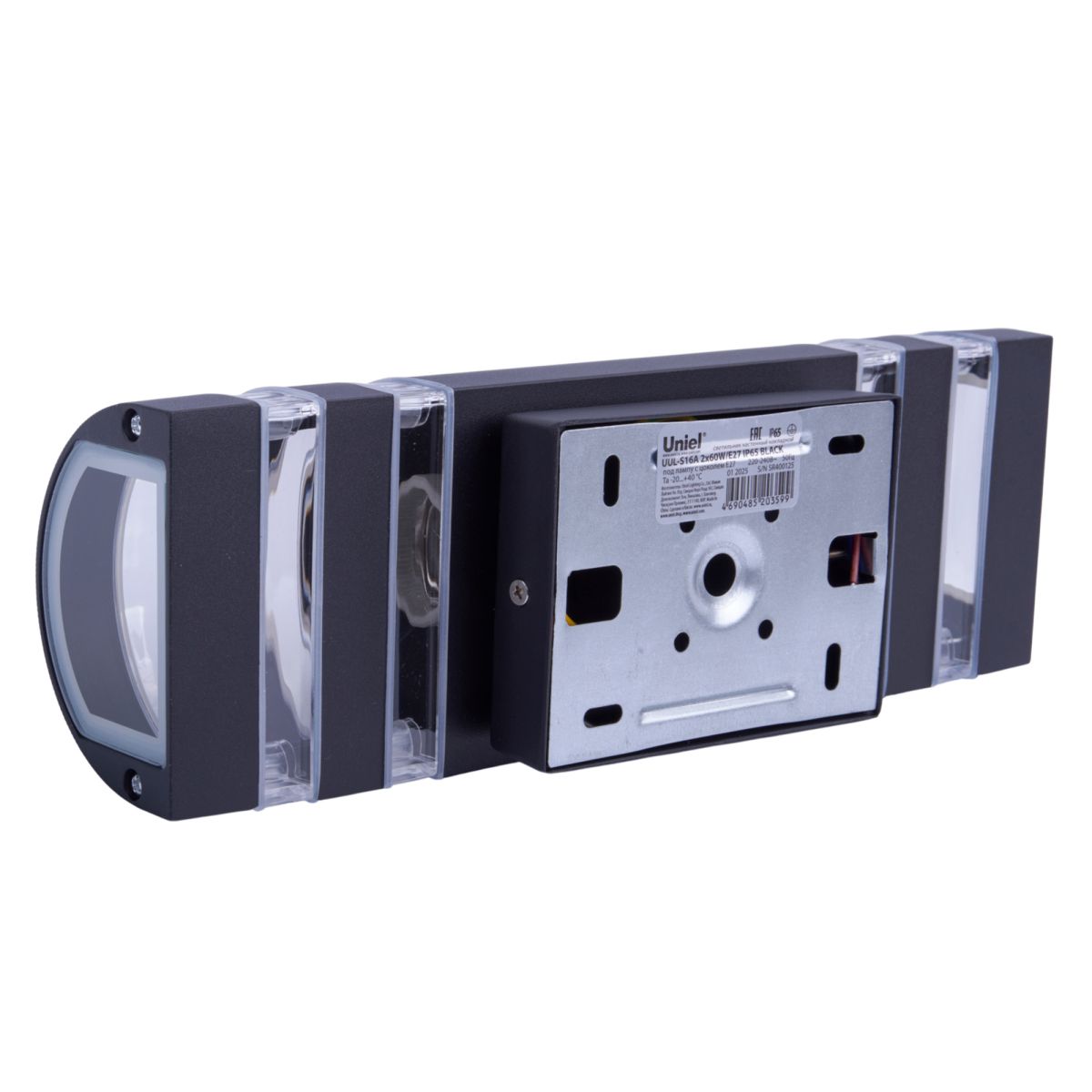 Уличный настенный светильник Uniel UL-00012917 UUL-S16A 2x60W/E27 IP65 BLACK в #REGION_NAME_DECLINE_PP#