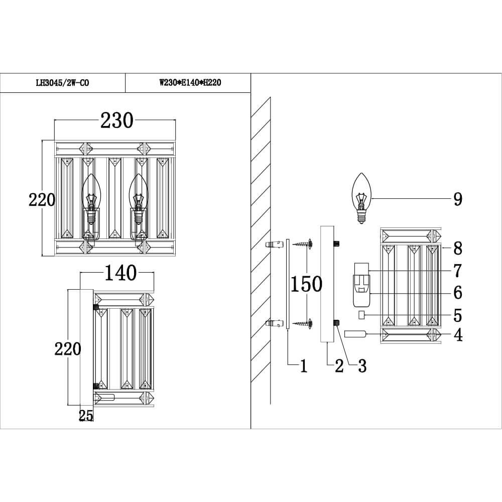 Настенный светильник Lumien Hall Laziale LH3045/2W-CO в Санкт-Петербурге