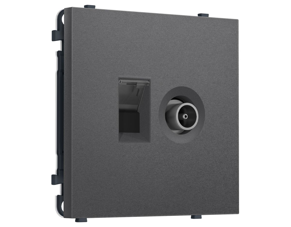 Комплект механизма розетки компьютерной + TV оконечной SIGMA Антрацит серый RJ-45 Ambrella Volt MS662510 (SP6625, PR195) в #REGION_NAME_DECLINE_PP#