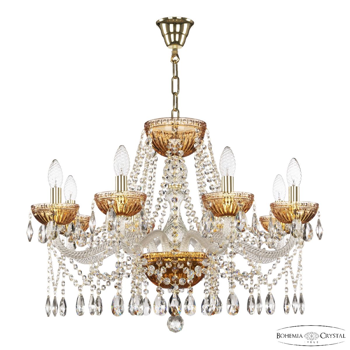 Подвесная люстра Bohemia Ivele Crystal 5413/8/240 G Amber/M-1G в Санкт-Петербурге