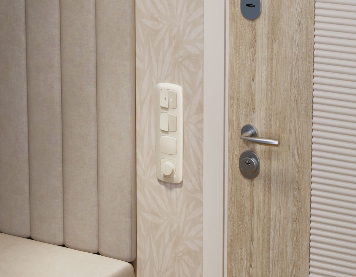 Комплект механизма 2-клавишного перекрестного выключателя Ambrella Volt 10A-250V OMEGA MO323030 Бежевый матовый QUANT (OP3230, VM125) в Санкт-Петербурге