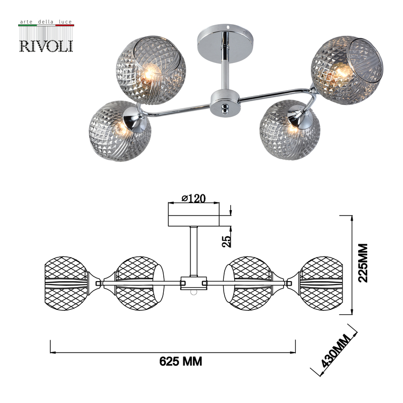 Люстра на штанге Rivoli Haley 3137-304 Б0055383 в Санкт-Петербурге