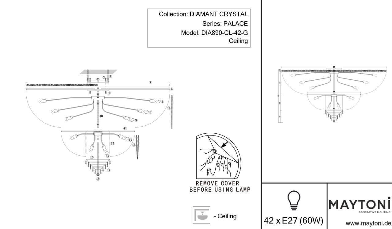 Потолочная люстра Maytoni Palace DIA890-CL-42-G в Санкт-Петербурге