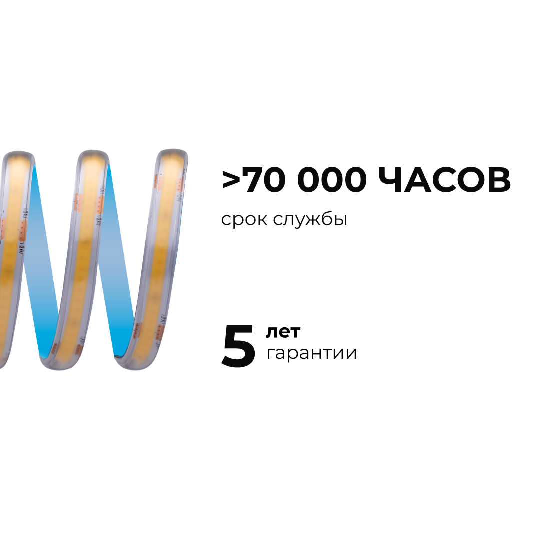 Светодиодная влагозащищенная лента Apeyron 12W/m 320LED/m COB дневной белый 5M 00-391 в Санкт-Петербурге