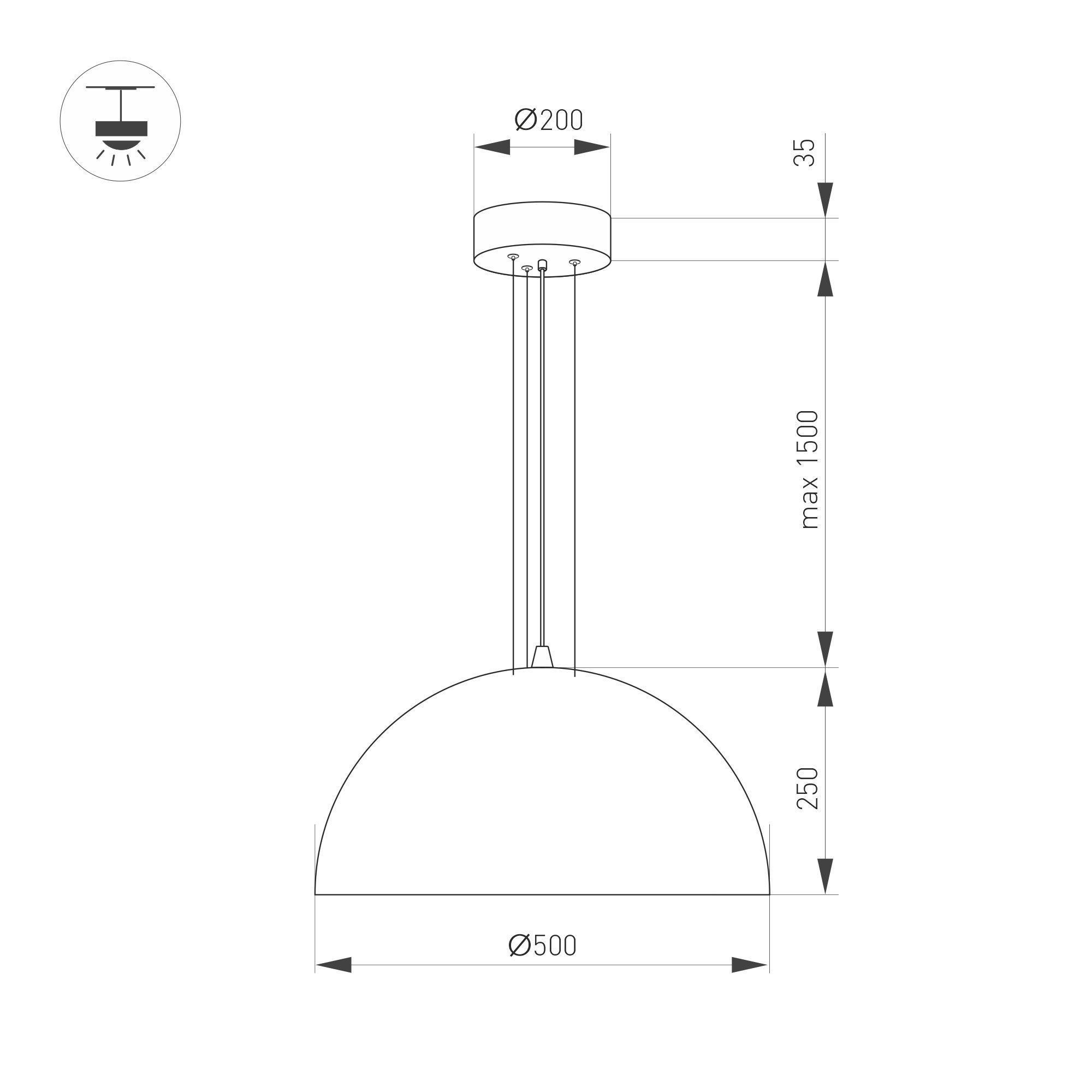 Подвесной светильник Arlight SP-RESTO-HANG-R500-30W Warm3000 (BK, 100 deg, 230V) 039699 в Санкт-Петербурге