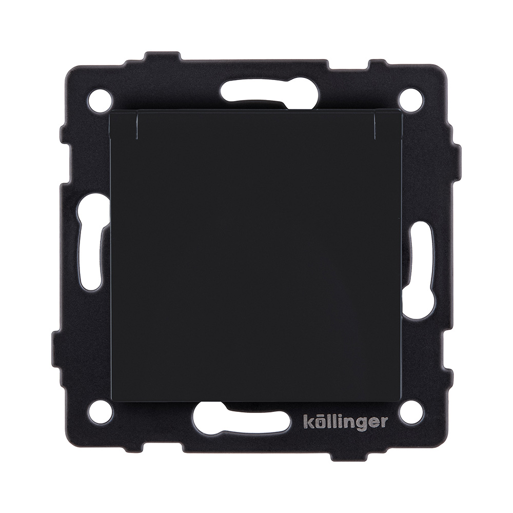 Розетка штепсельная SCHUKO 16A/250 В с крышкой, черный матовый Kollinger REA-006BM для Aspekt, Eleganz, Reflex в #REGION_NAME_DECLINE_PP#