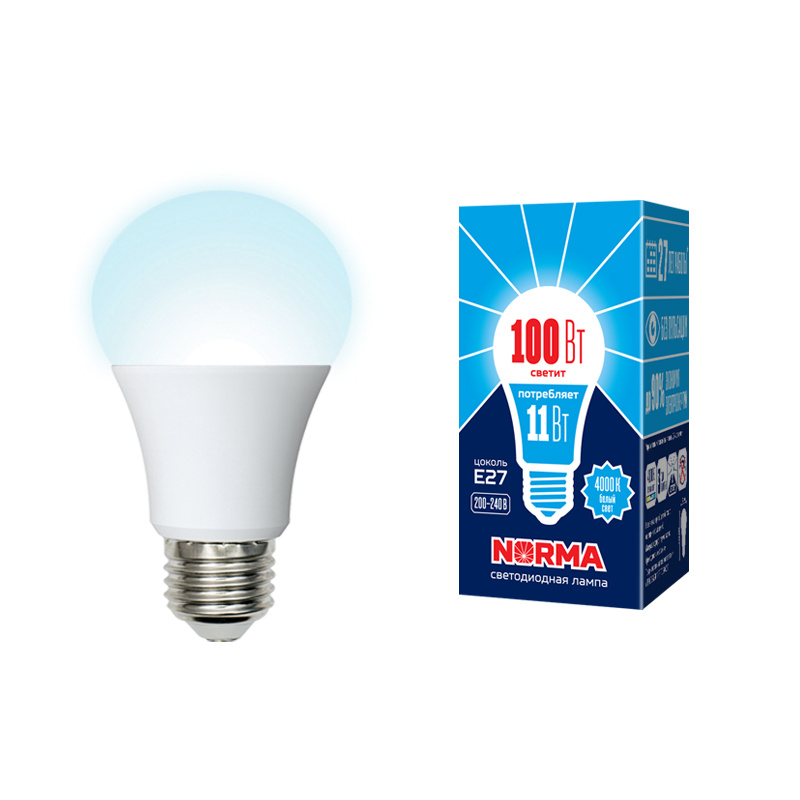 Лампа светодиодная (UL-00003786) Volpe E27 11W 4000K матовая LED-A60-11W/NW/E27/FR/NR в Санкт-Петербурге