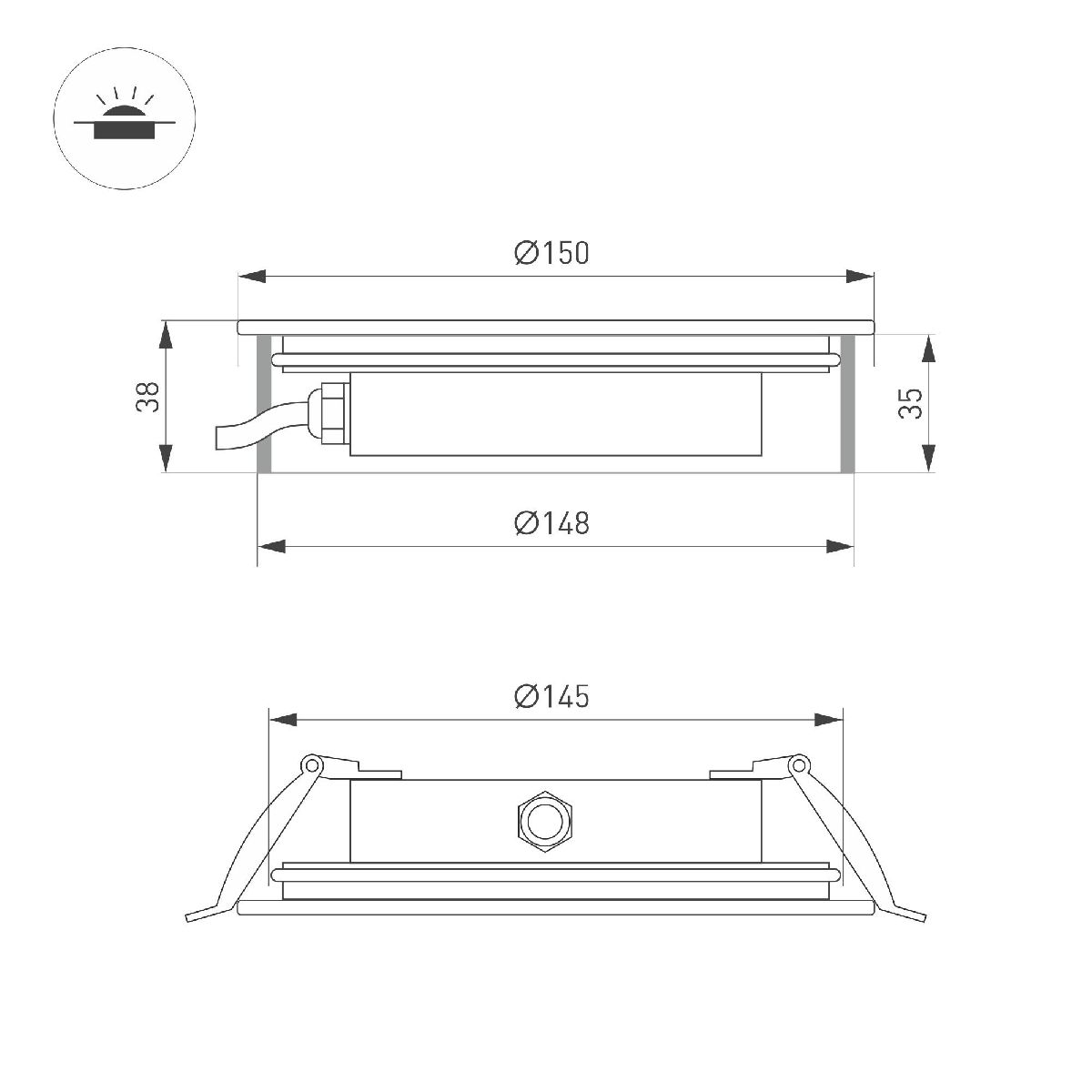 Грунтовый светильник Arlight ART-GROUND-SLIM-R160-15W Warm3000 (SL, 30 deg, 24V) 038167 в Санкт-Петербурге