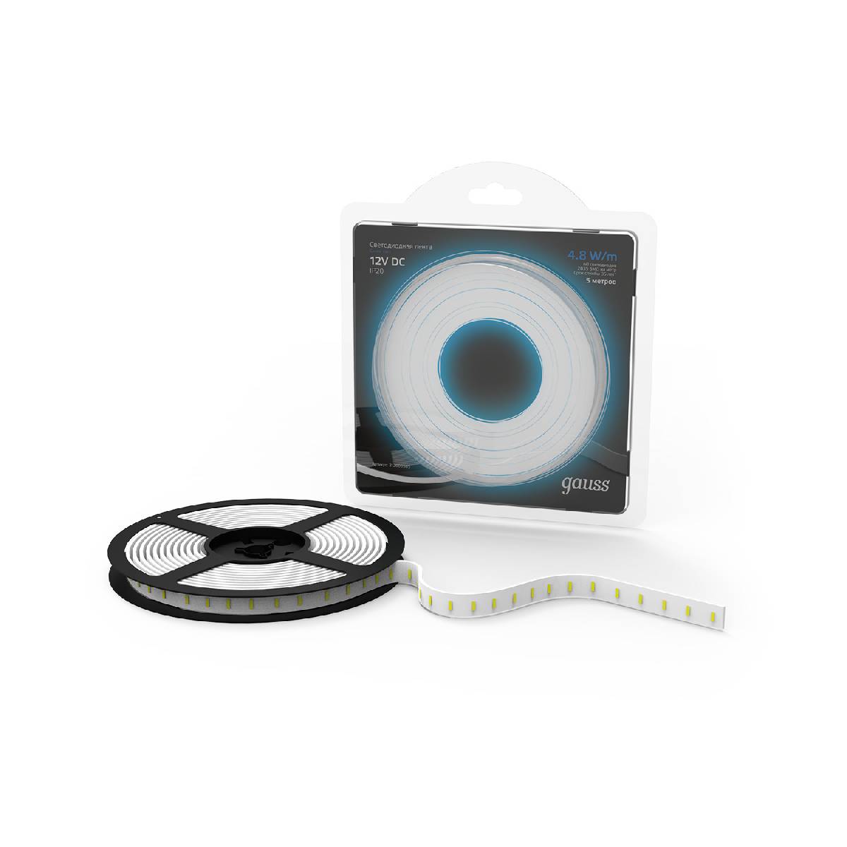 Светодиодная лента Gauss 4,8W/m 60LED/m 2835SMD синий 5M 312000505 в Санкт-Петербурге