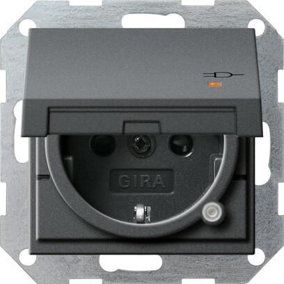 Розетка Gira System 55 Schuko с/з со шторками крышкой 16A 250V безвинтовой зажим антрацит 276328 в Санкт-Петербурге