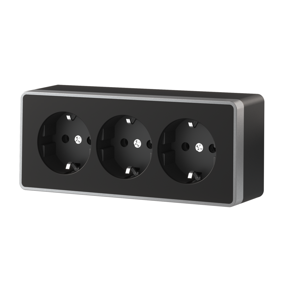 Розетка тройная с заземлением и шторками Werkel Gallant (черный с серебром) W5073134 4690389177200 a056944 в Санкт-Петербурге