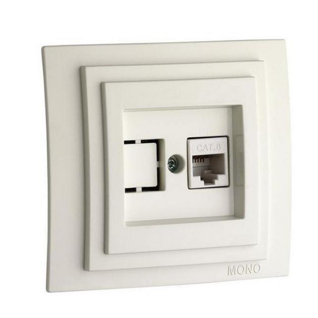 Розетка компьютерная Rj45 Cat6 Mono Electric Despina-Larissa слоновая кость 500-000105-125 в Санкт-Петербурге