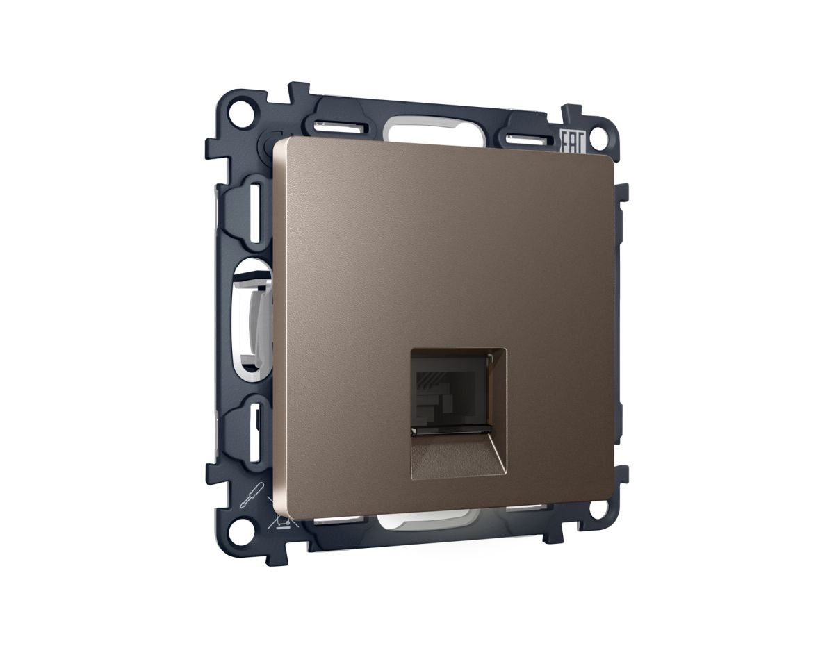 Комплект мех-ма компьютерной розетки RJ-45 экранированной с автоматической защитной шторкой Alfa Темная бронза матовый Quant Ambrella Volt MA642005 (AP6420, VM185) в Санкт-Петербурге