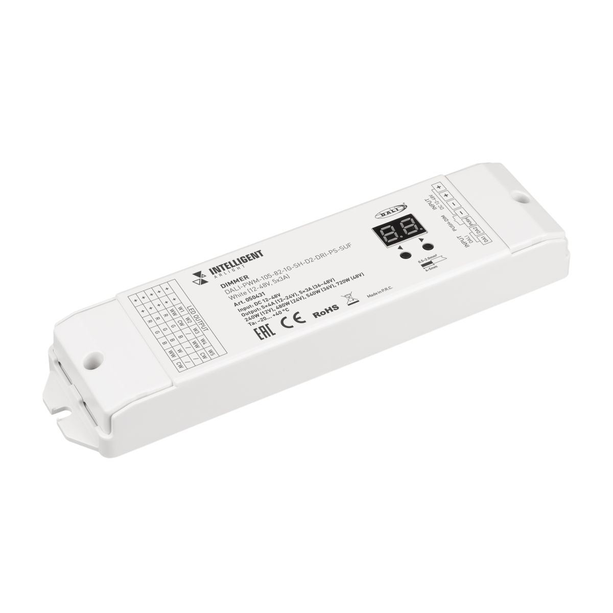 Универсальный 5-канальный диммер для светодиодной ленты Arlight DALI-PWM-105-82-1G-SH-D2-DRI-PS-SUF White (12-48V, 5x3A) (IARL, IP20 Пластик) 050431 в Санкт-Петербурге