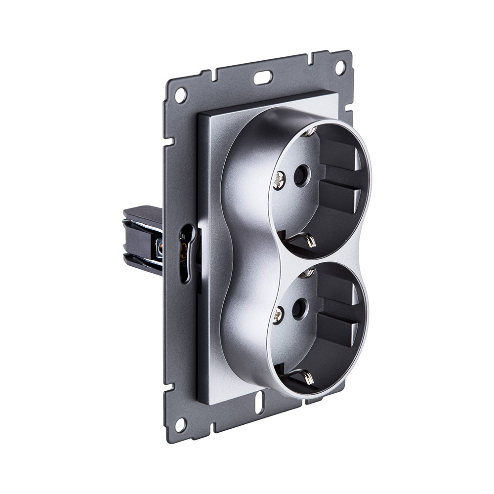 Розетка штепсельная SCHUKO двойная 16A/250 В, серый Kollinger REA-032GY для Aspekt, Eleganz, Reflex в Санкт-Петербурге