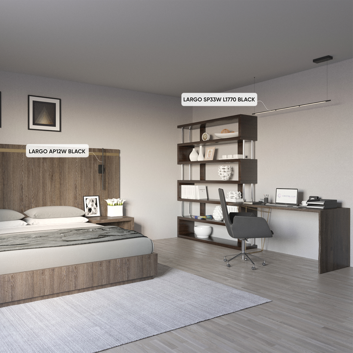 Подвесной светодиодный светильник Crystal Lux Largo SP33W L1770 Black в Санкт-Петербурге