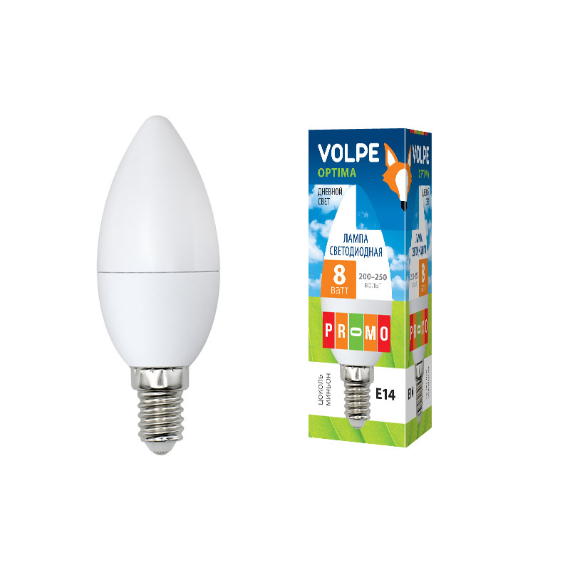 Лампа светодиодная (UL-00001771) Volpe E14 8W 6500K матовая LED-C37-8W/DW/E14/FR/O в Санкт-Петербурге