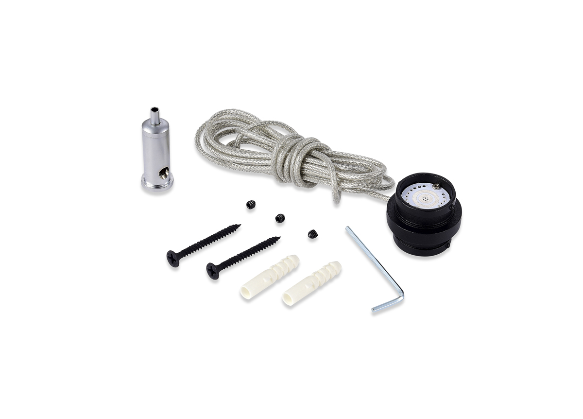 Токопроводящий прямой коннектор с подвесом и кабелем питания Donolux Round Line Connector 180 DLR B1 в Санкт-Петербурге
