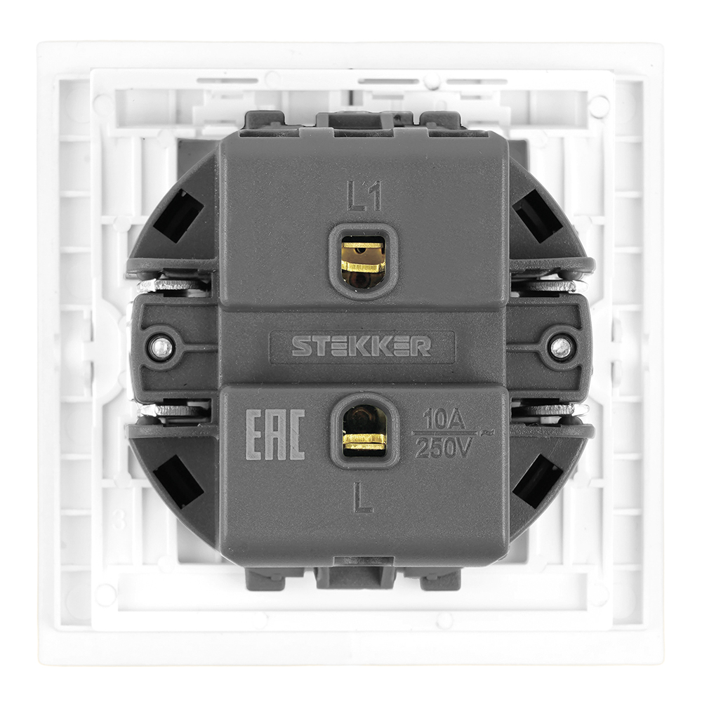 Выключатель 1-клавишный самовозвратный (механизм) Stekker Мия 250В 10А RSW10-3112-01 белая магнолия 50572 в Санкт-Петербурге