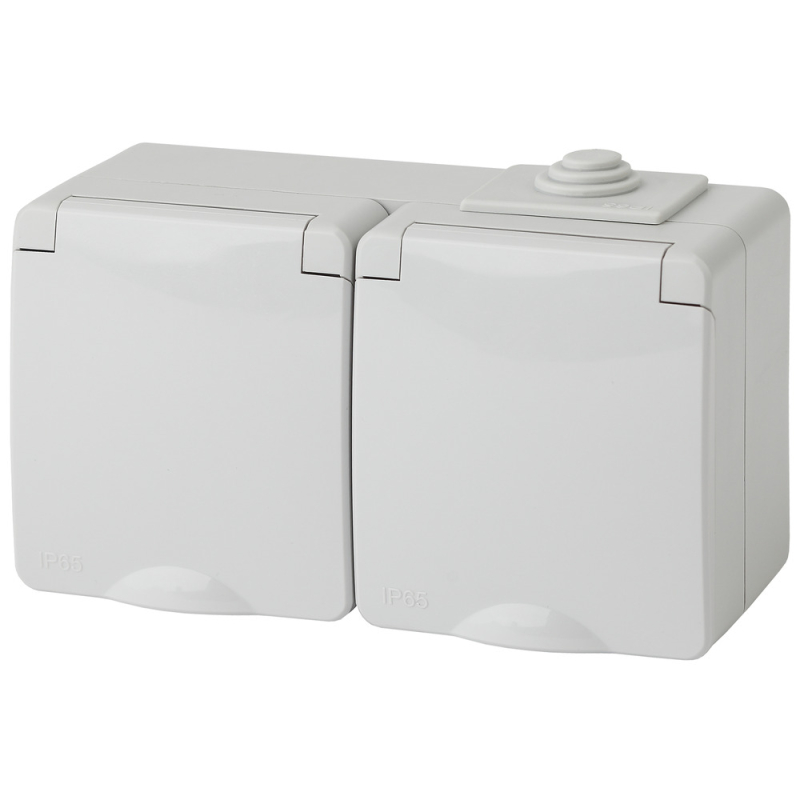 Розетка ЭРА Эксперт 2х2P E IP65 со шторками 16A 250V 11-2604-03 Б0035992 в Санкт-Петербурге