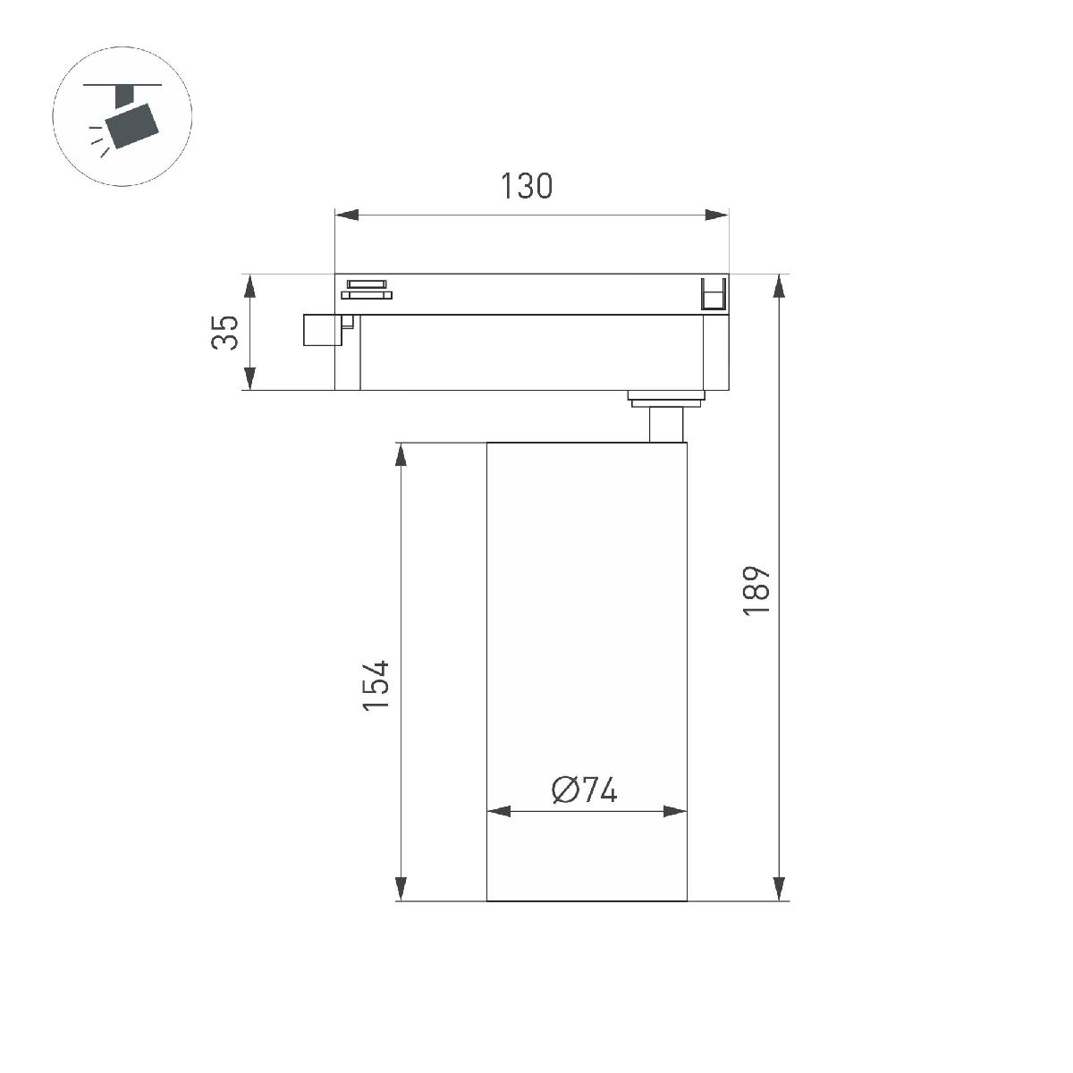 Трековый однофазный светильник Arlight LGD-GERA-2TR-R74-20W Warm3000 (WH, 55 deg, 230V) 055087 в Санкт-Петербурге