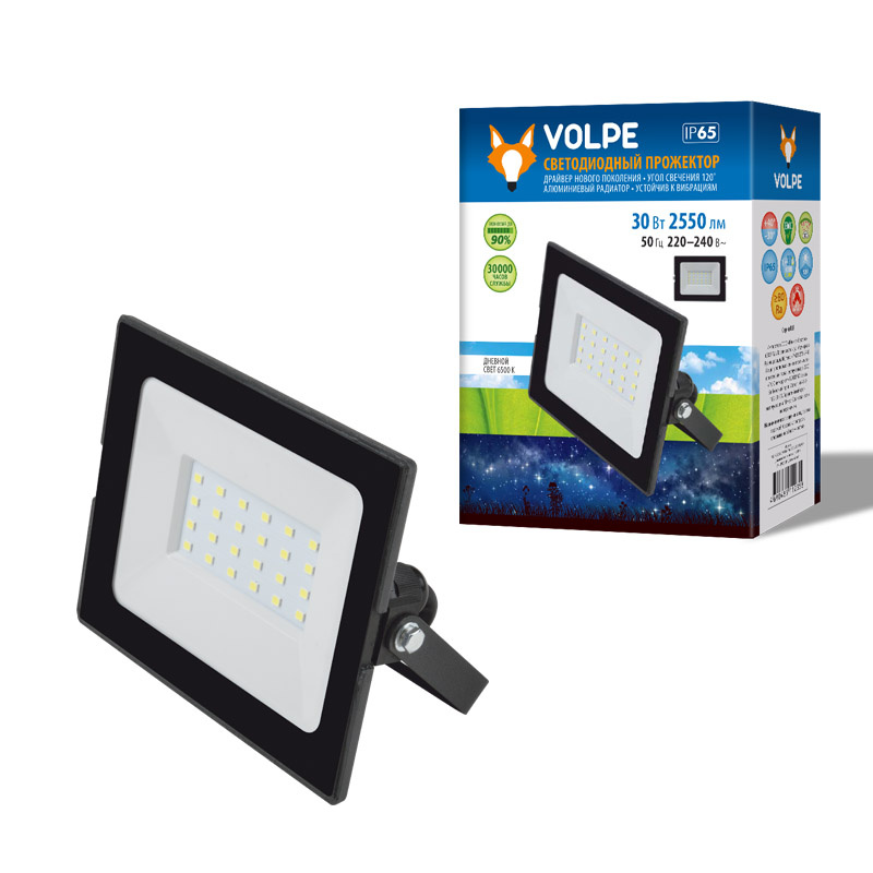 Прожектор светодиодный (UL-00003984) Volpe ULF-Q513 30W/DW IP65 220-240В Black в Санкт-Петербурге