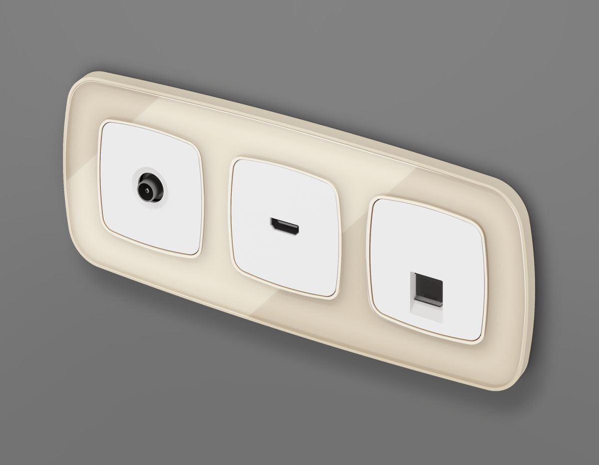 Комплект механизма компьютерной розетки Ambrella Volt RJ-45 (8P8C) CAT6A экранированной с автоматической защитной шторкой OMEGA MO112005 Белый глянец QUANT (OP1120, VM185) в Санкт-Петербурге