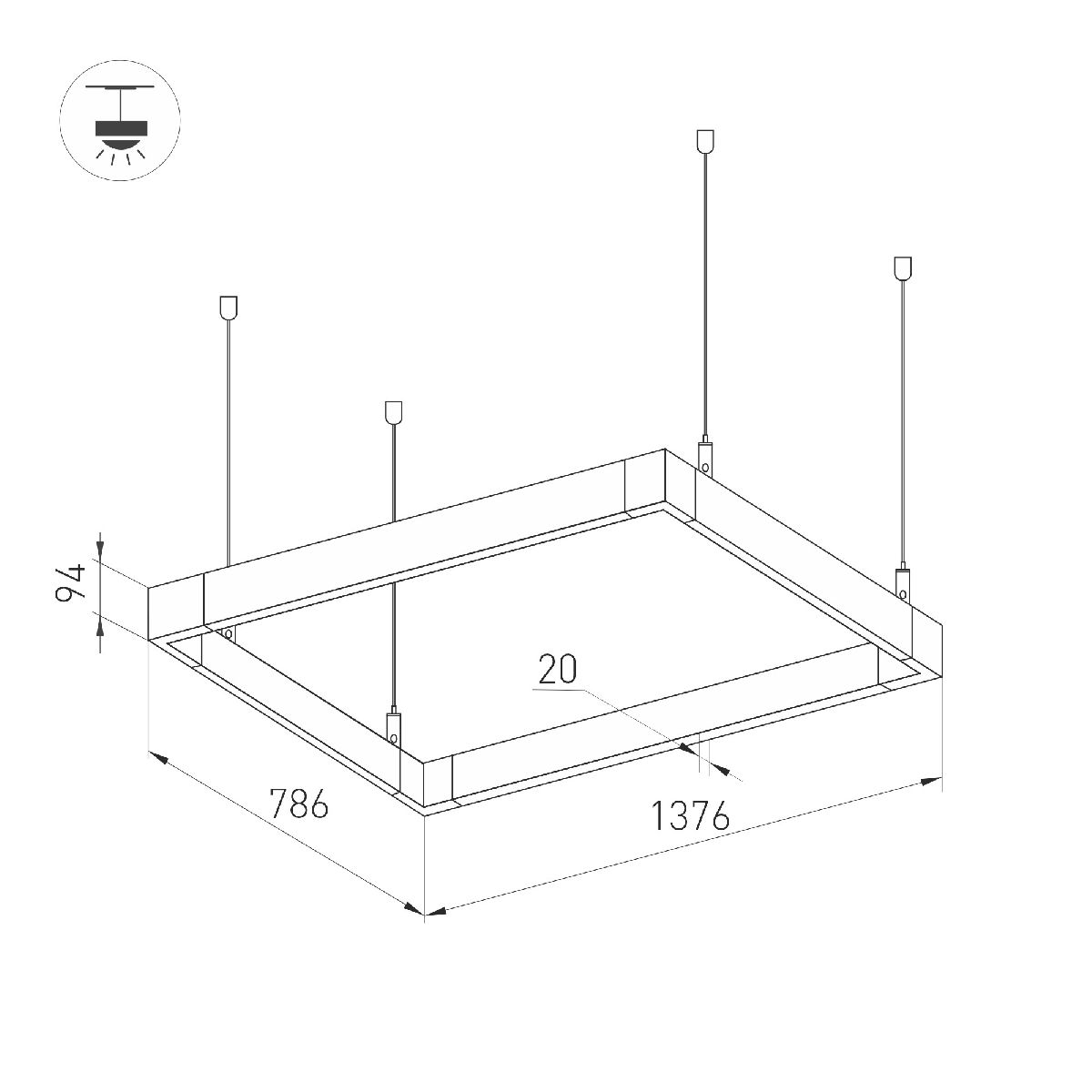 Подвесной светильник Arlight ALT-LINEAIR-RECTANGLE-FLAT-UPDOWN-DIM-1375x785-140W Warm3000 040056 в Санкт-Петербурге