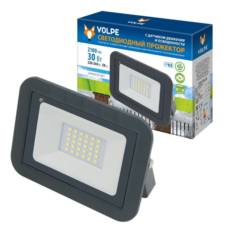 Прожектор Volpe ULF-Q512 30W/DW SENSOR IP65 220-240B BLACK картон в Санкт-Петербурге