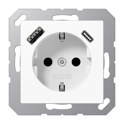 Розетка 2K+З USB Typ AC Jung A1520-15CAWW в Санкт-Петербурге