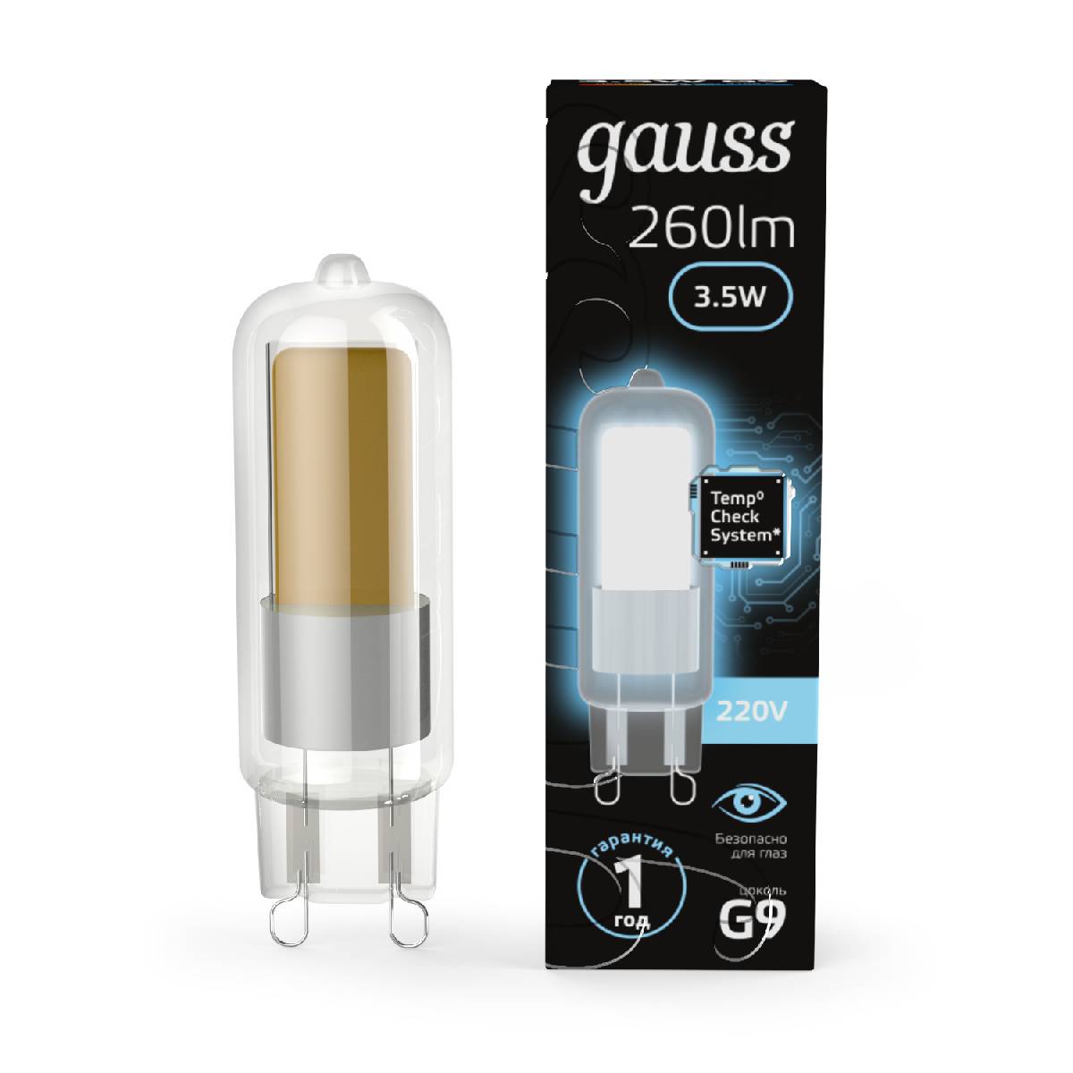 Лампа светодиодная Gauss G9 3.5W 4100K прозрачная 107809203 в Санкт-Петербурге