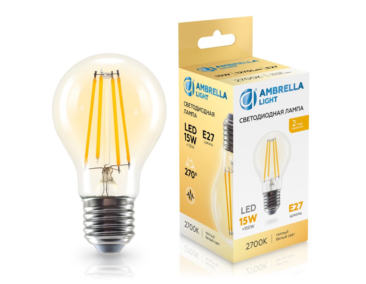 Филаментная светодиодная лампа Ambrella Light Bulbing E27 15W 2700K 601513 в Санкт-Петербурге