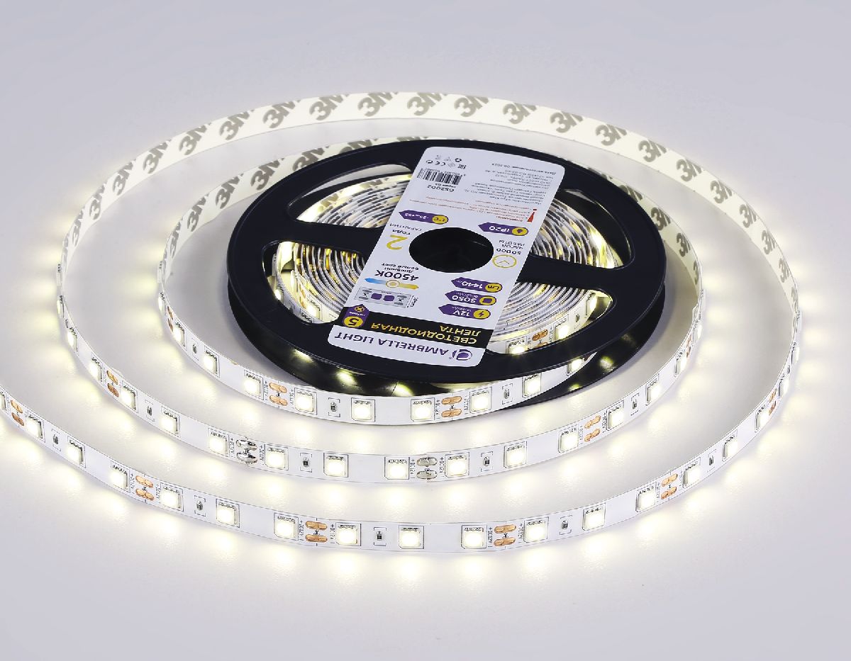 Светодиодная лента Ambrella Light LED Strip 12В 5050 14,4Вт/м 4500K 5м IP20 GS2002 в Санкт-Петербурге