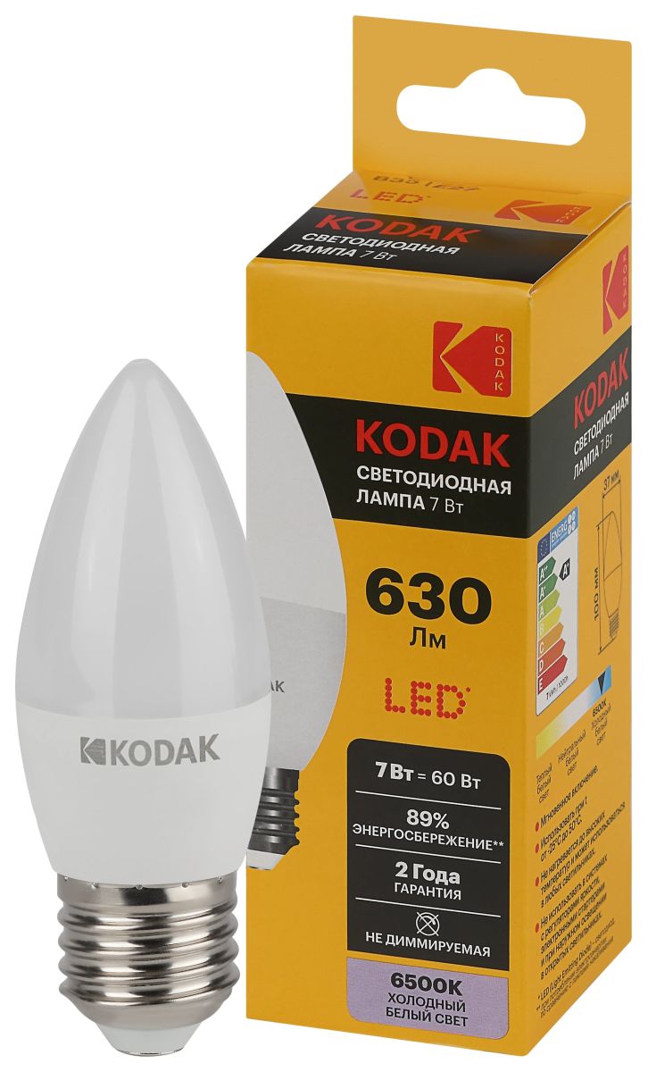 Лампа светодиодная Kodak LED B35-7W-865-E27 K 7Вт свеча холодный дневной свет Е27 Б0057628 в #REGION_NAME_DECLINE_PP#