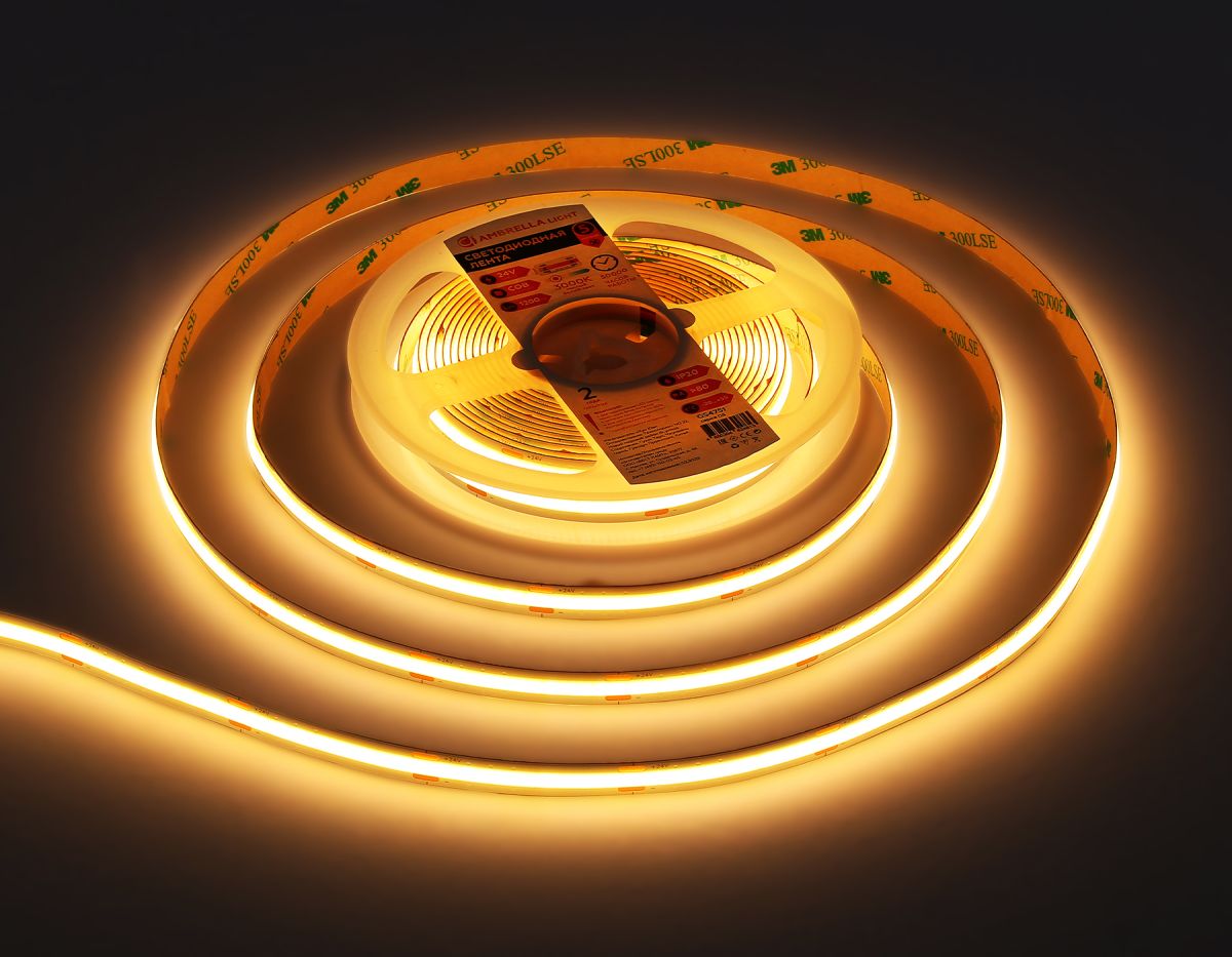 Светодиодная лента Ambrella Light Illumination COB 528Led/14W m/ 24V IP20 3000K/ 5m*10mm*2mm (2 конт.) GS4751 в Санкт-Петербурге