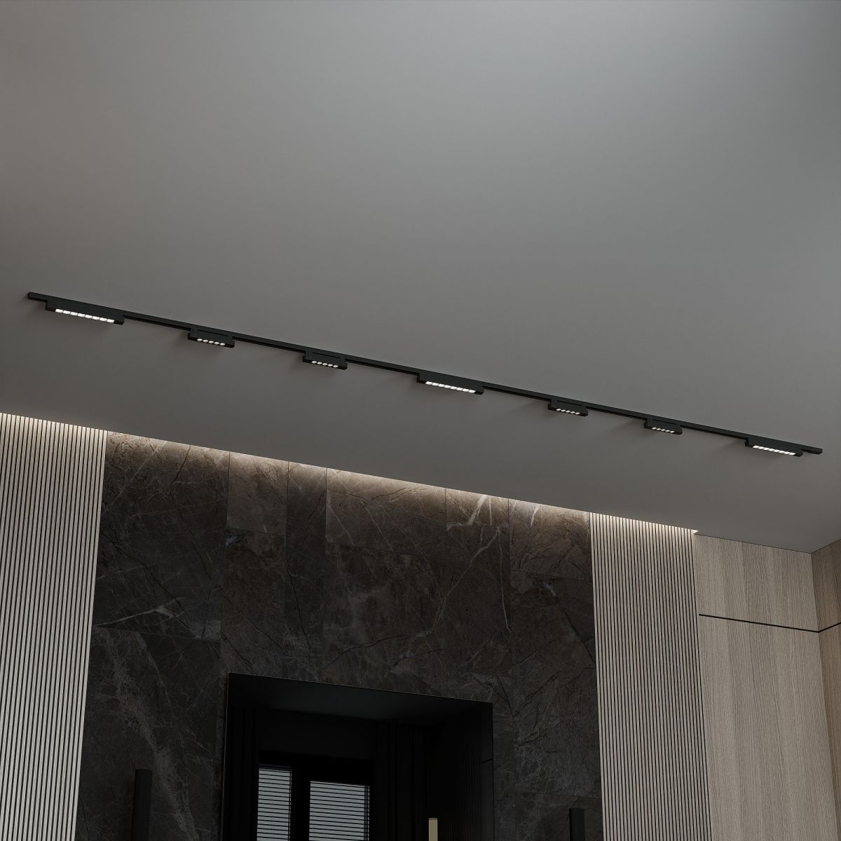 Трековая система со светильниками №11 однофазная накладная Skylite (220В, форма - прямая, 4м, 4000K) черная Hesby Lighting HSBL_kompl_S011_NI4B4K в Санкт-Петербурге