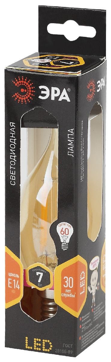 Лампа светодиодная Эра E14 7W 2700K F-LED BXS-7W-827-E14 gold Б0027965 в Санкт-Петербурге