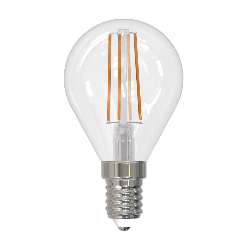 Лампа светодиодная филаментная (UL-00005172) Uniel E14 9W 3000K прозрачная LED-G45-9W/3000K/E14/CL PLS02WH в Санкт-Петербурге