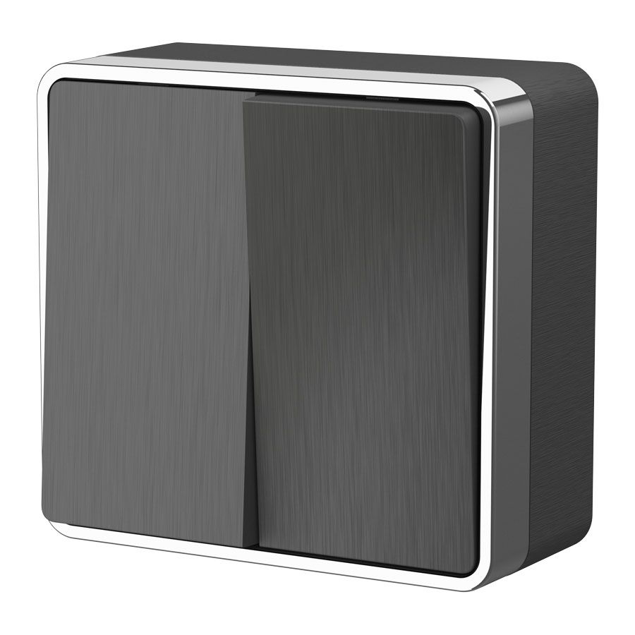 Выключатель двухклавишный Werkel Gallant графит рифленый W5020004 4690389164132 в Санкт-Петербурге