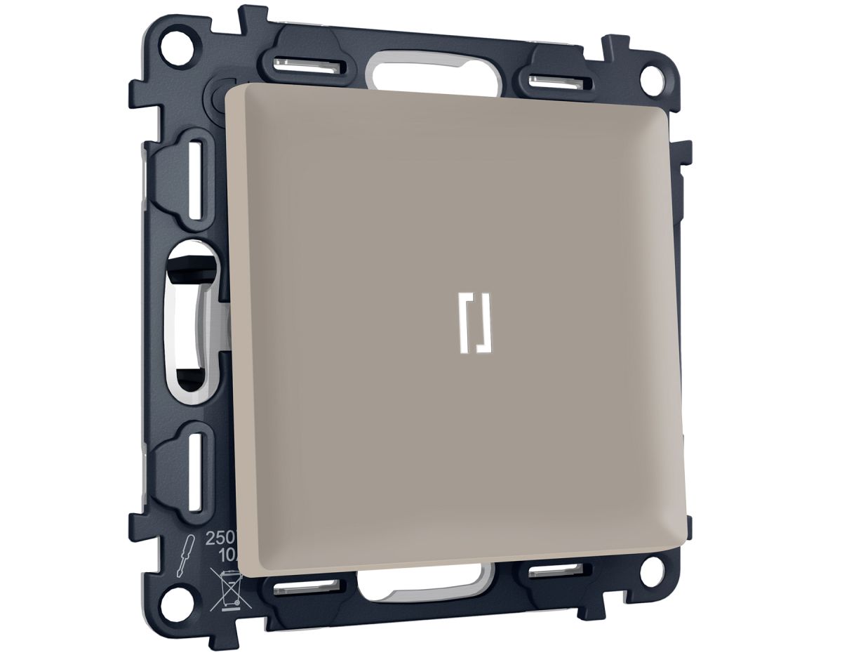 Комплект механизма 1-кл выключателя с самовозвратом с подсветкой 5600K ALFA Серо-бежевый матовый QUANT Ambrella Volt MA362055 (AP3620, VM113, G14W) в #REGION_NAME_DECLINE_PP#