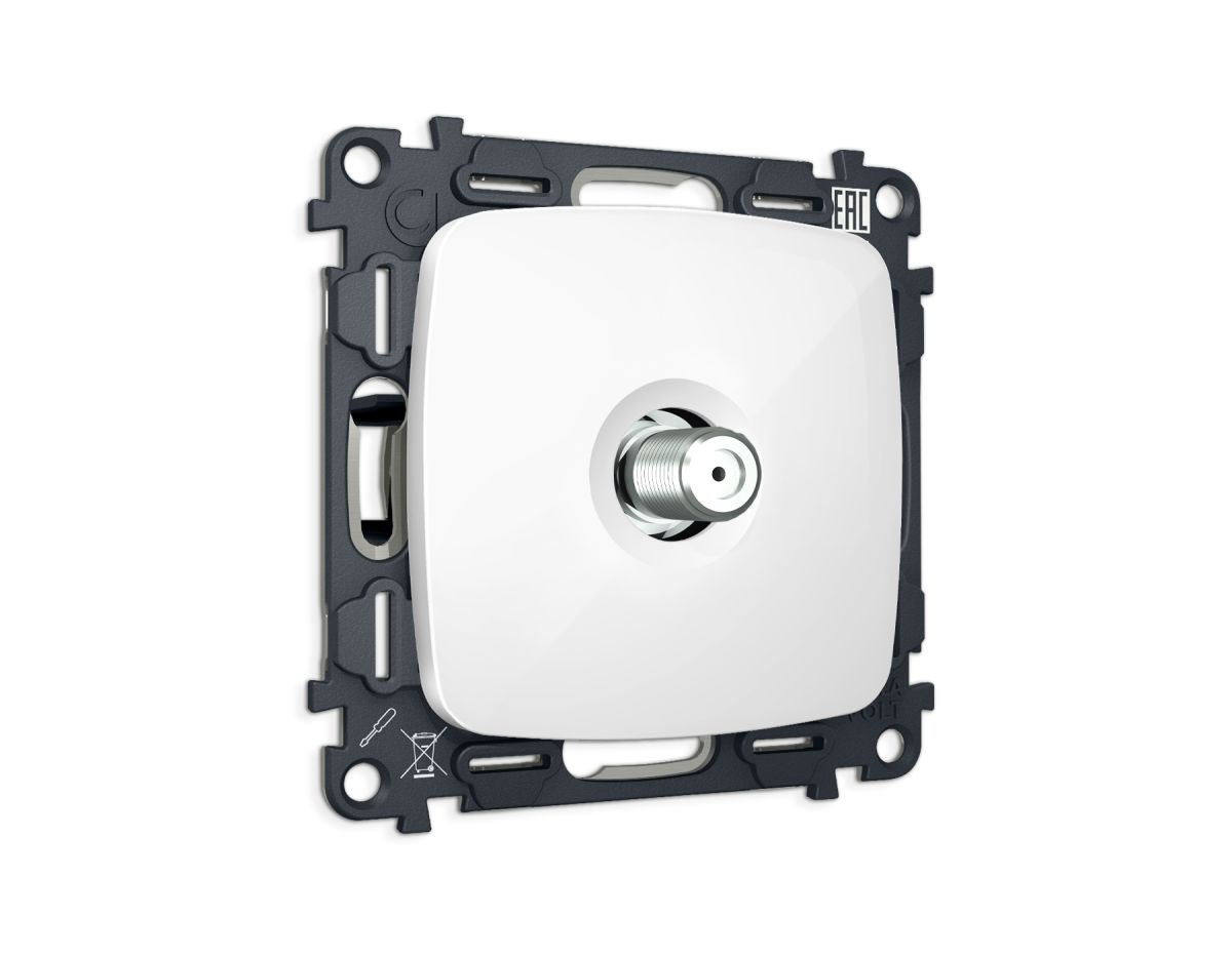 Комплект механизма TV розетки Ambrella Volt SAT 5-2400MHz 3.5dB OMEGA MO113050 Белый глянец QUANT (OP1130, VM215) в Санкт-Петербурге