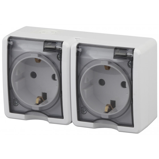 Розетка ЭРА Эксперт 2х2P+E IP54 со шторками 16A 250V 11-2404-01 Б0020718 в Санкт-Петербурге