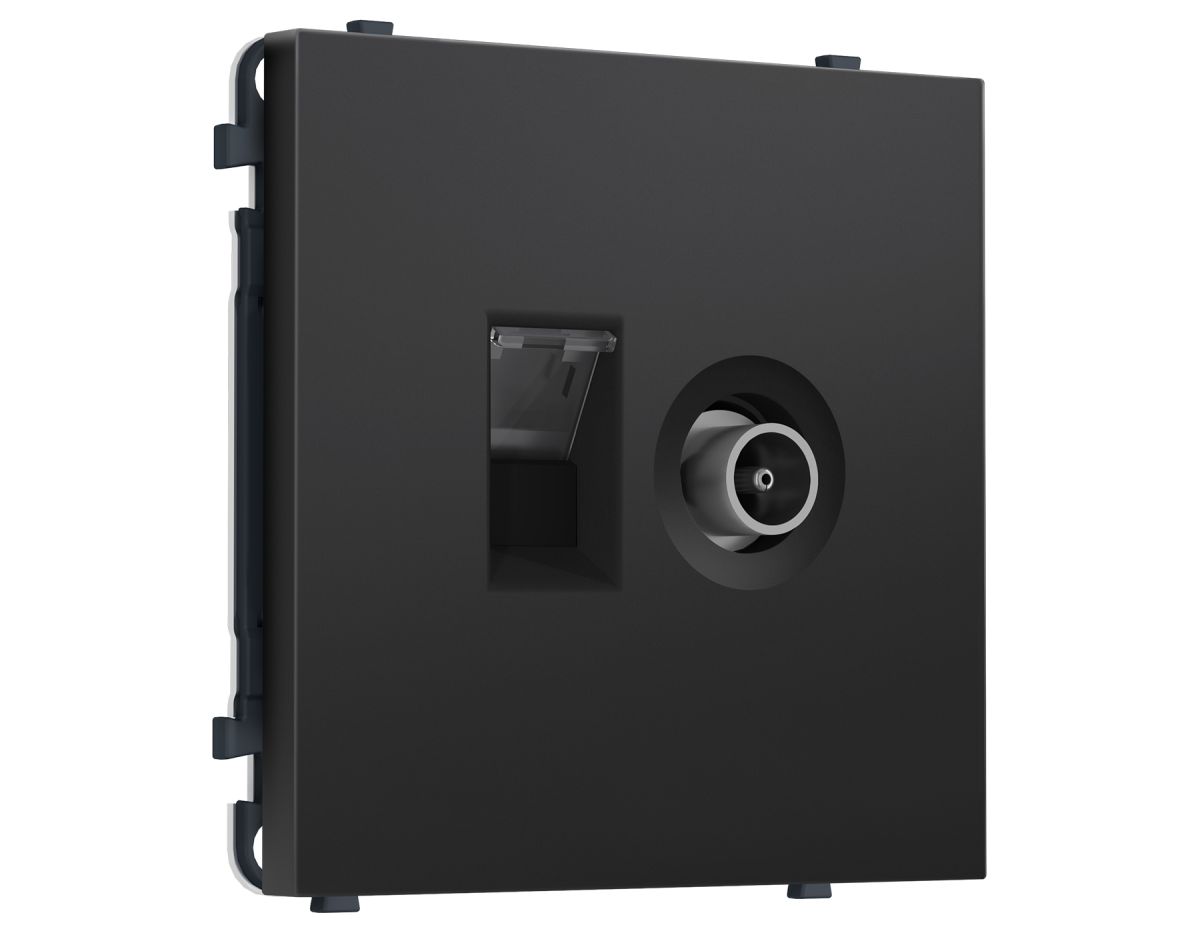 Комплект механизма розетки компьютерной + TV оконечной SIGMA Черный матовый RJ-45 Ambrella Volt MS812510 (SP8125, PR195) в #REGION_NAME_DECLINE_PP#