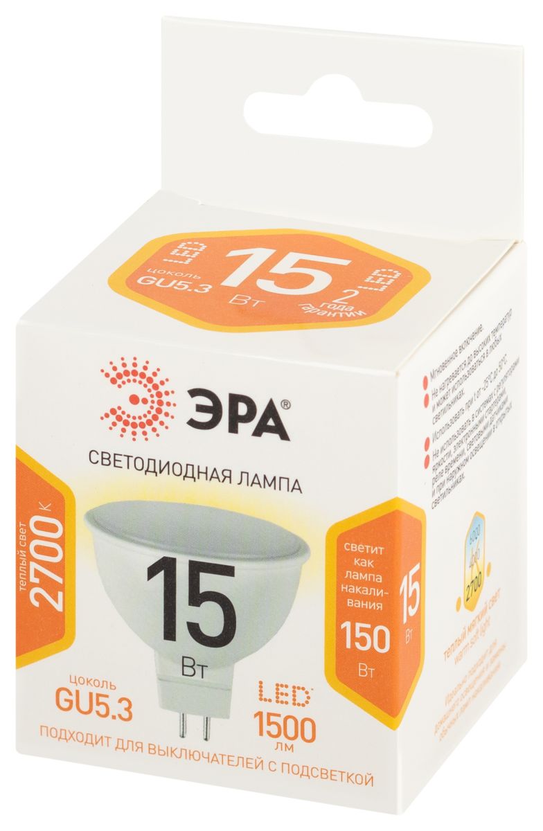 Лампа светодиодная Эра STD LED MR16-15W-827-GU5.3 2700K в Санкт-Петербурге